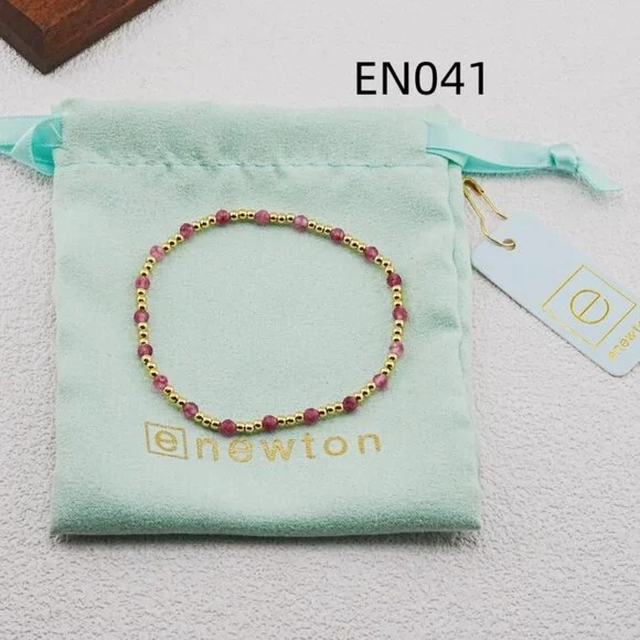 Enewton Pink Natural Stone & Gold Bead Bracelet